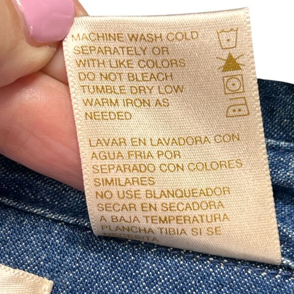 Vtg Bobbie Brooks Embroidered Denim Floral Shirt XL Floral Pintuck Blue Collar - Picture 14 of 16